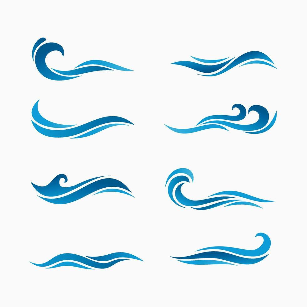 set of abstract wave elements illustration vector