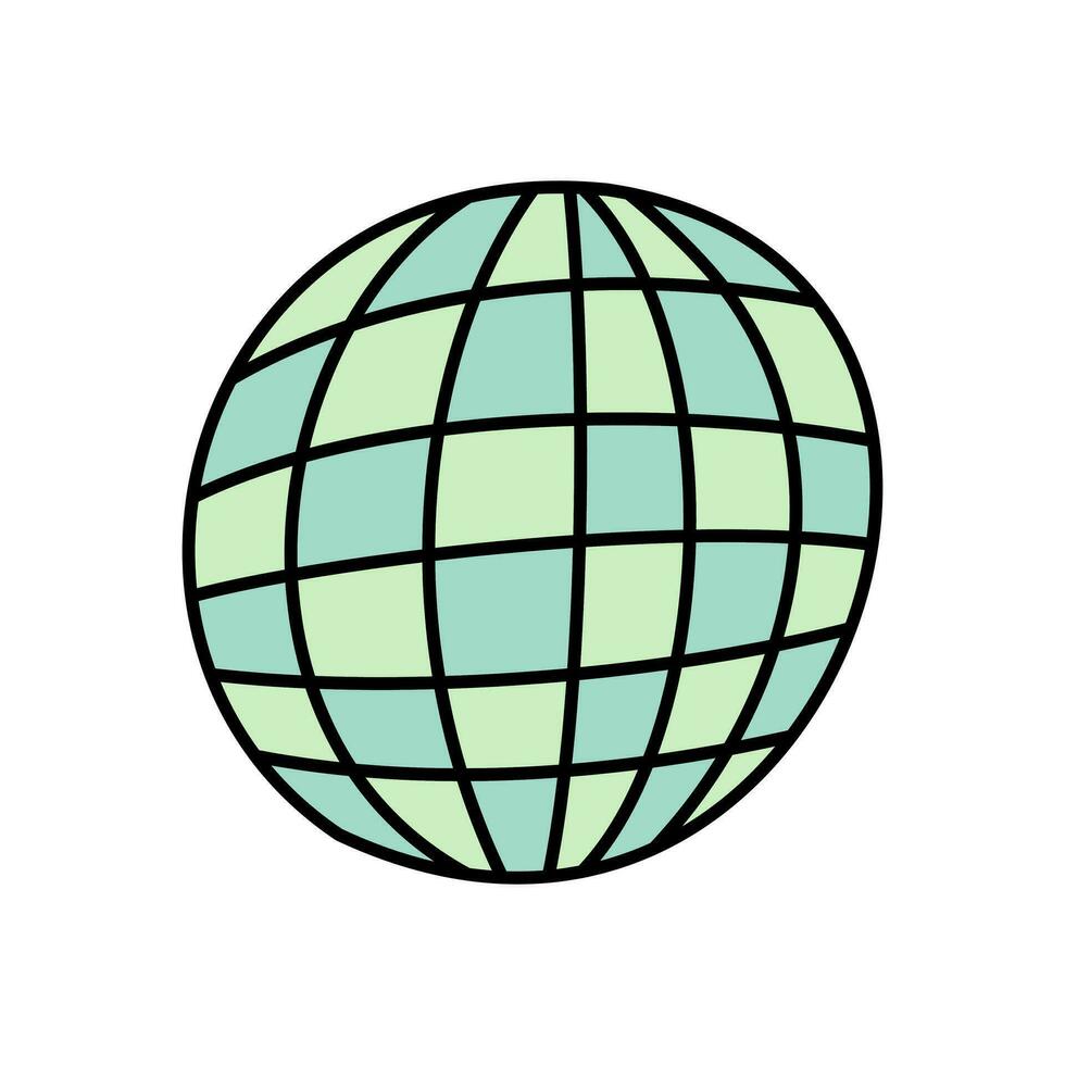 Hand drawing disco ball, retro items 90s. Retro illustration vector