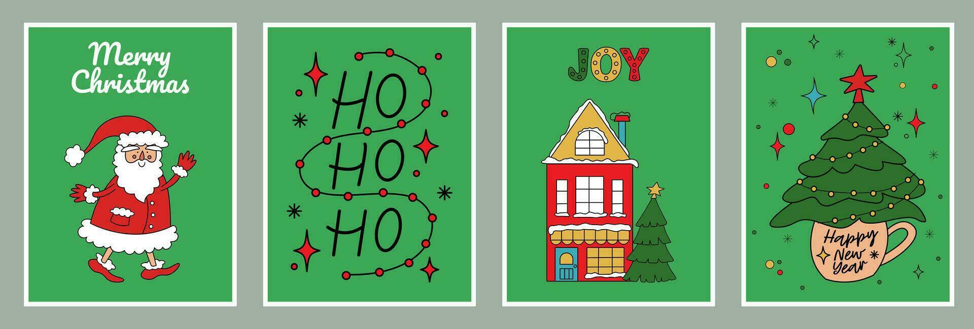Merry Christmas and Happy New Year Set of backgrounds, greeting cards, posters, holiday covers vector