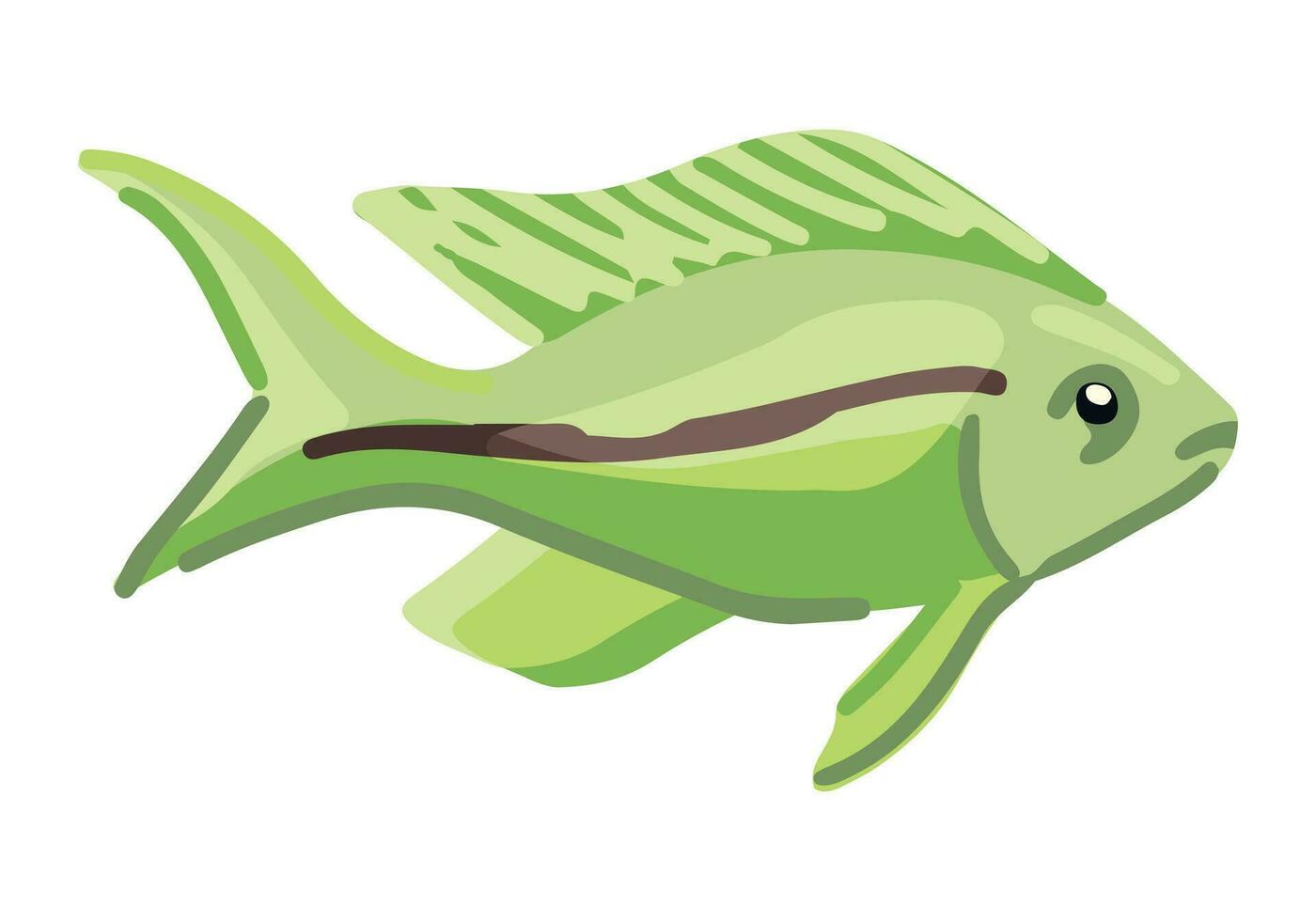 Exotic fish clipart. Single doodle of underwater tropical fauna isolated on white. Colored vector illustration in cartoon style.