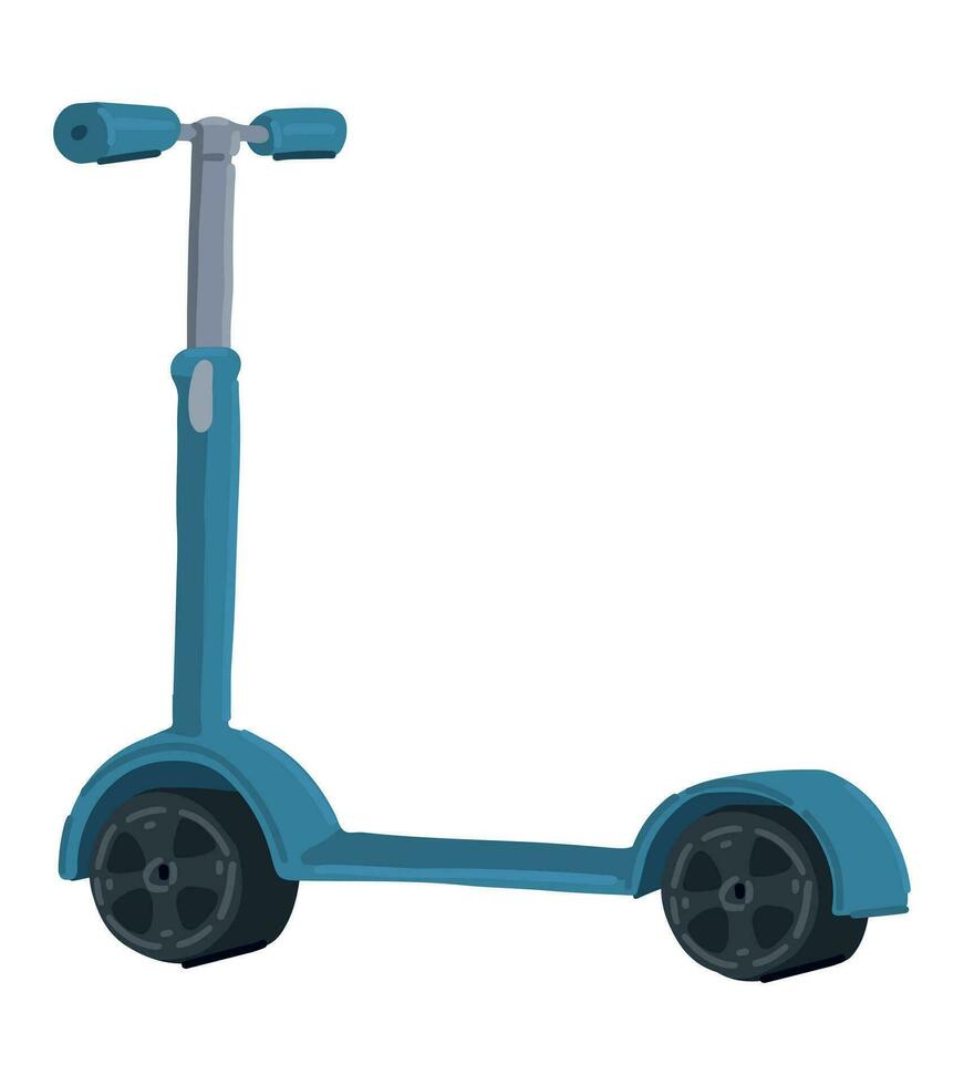 patada scooter clipart. verano ocio ocupaciones deporte garabatear aislado en blanco. de colores vector ilustración en dibujos animados estilo.