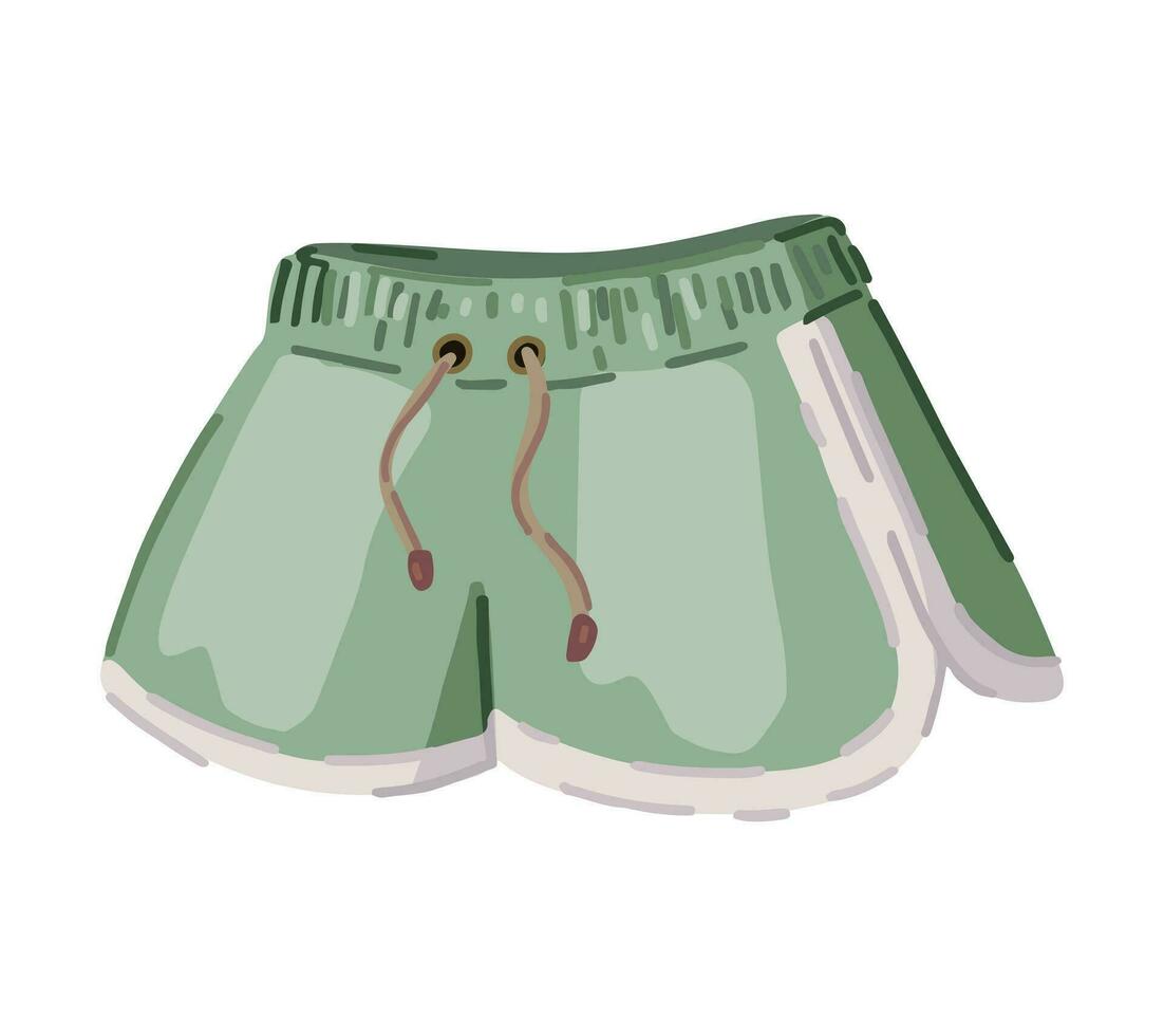 Deportes pantalones cortos dibujos animados clipart. verano ropa garabatear aislado en blanco. mano dibujado vector ilustración en moderno estilo.