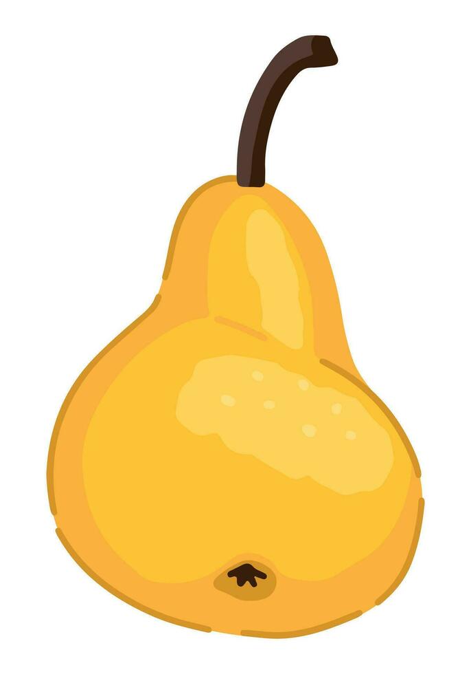 Pear fruit clipart. Ripe tree fruit doodle isolated on white. Colored vector illustration in cartoon style.
