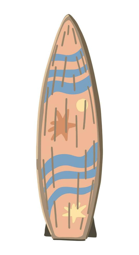 tabla de surf clipart. verano ocio ocupaciones deporte garabatear aislado en blanco. de colores vector ilustración en dibujos animados estilo.