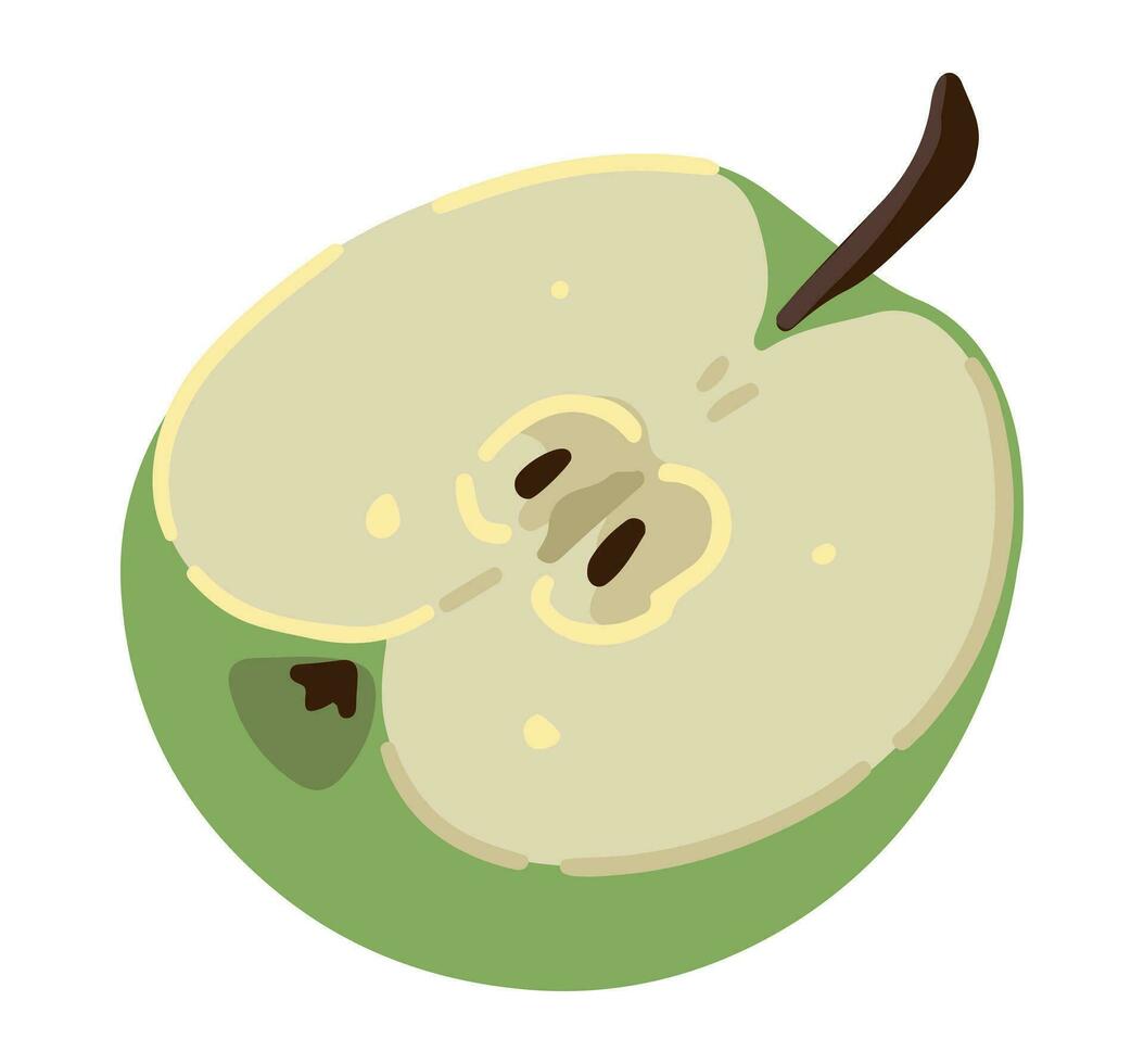 medio manzana Fruta clipart. maduro árbol Fruta garabatear aislado en blanco. de colores vector ilustración en dibujos animados estilo.