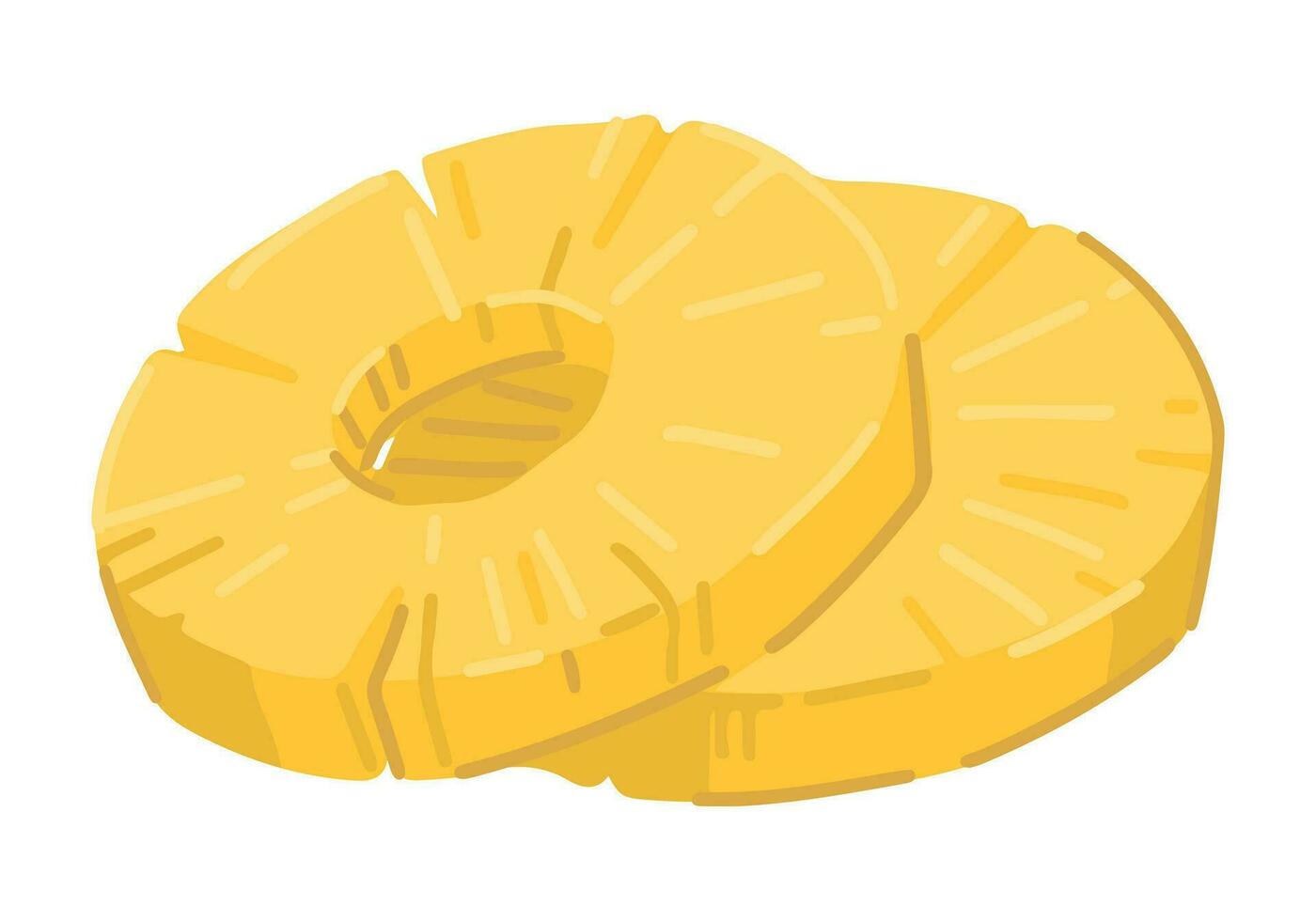 Pineapple slices clipart. Cut rings of fresh exotic fruit doodle isolated on white. Colored vector illustration in cartoon style.