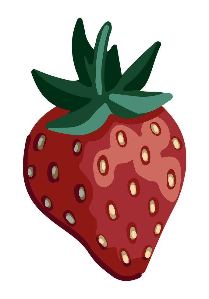 Strawberry clipart. Summer berries harvest doodle isolated on white. Colored vector illustration in cartoon style.