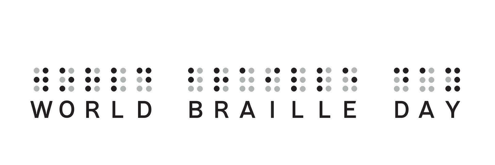 World Braille Day text with dots. Text World Braille Day calligraphy banner square form. Hand drawn vector art.