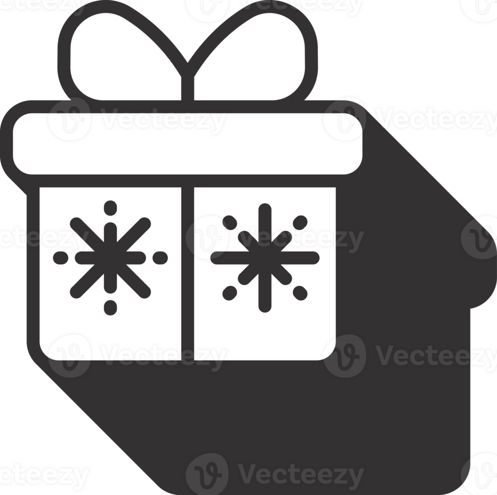 Christmas gift box snowflake lined art style png
