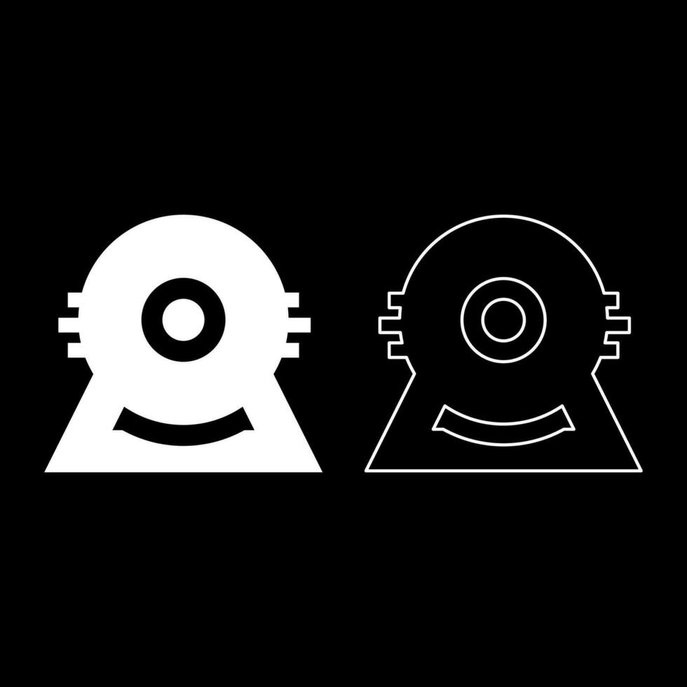 Electric motor electromotor engine industrial set icon white color vector illustration image solid fill outline contour line thin flat style