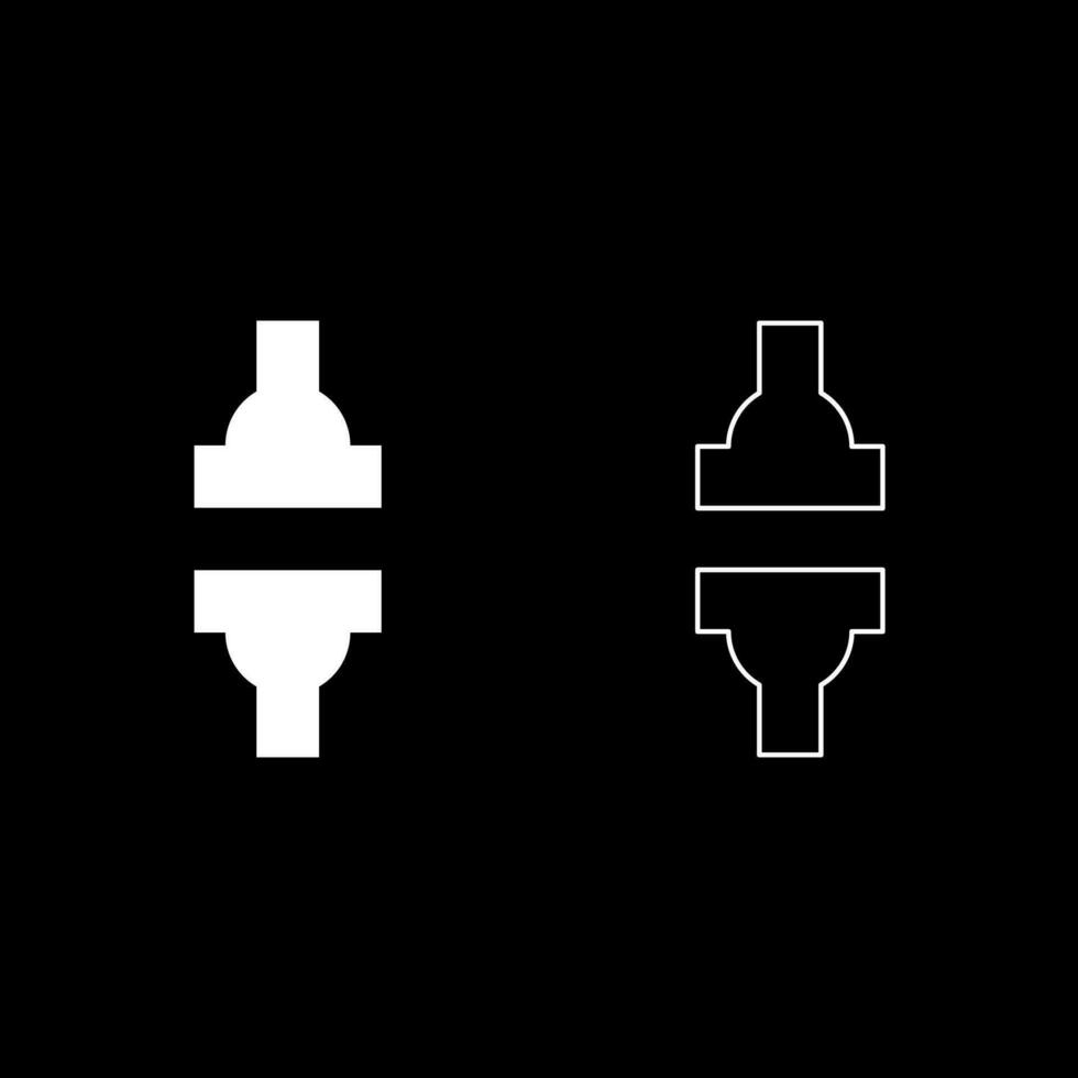 Machine press automatic hydraulic factory industrial set icon white color vector illustration image solid fill outline contour line thin flat style