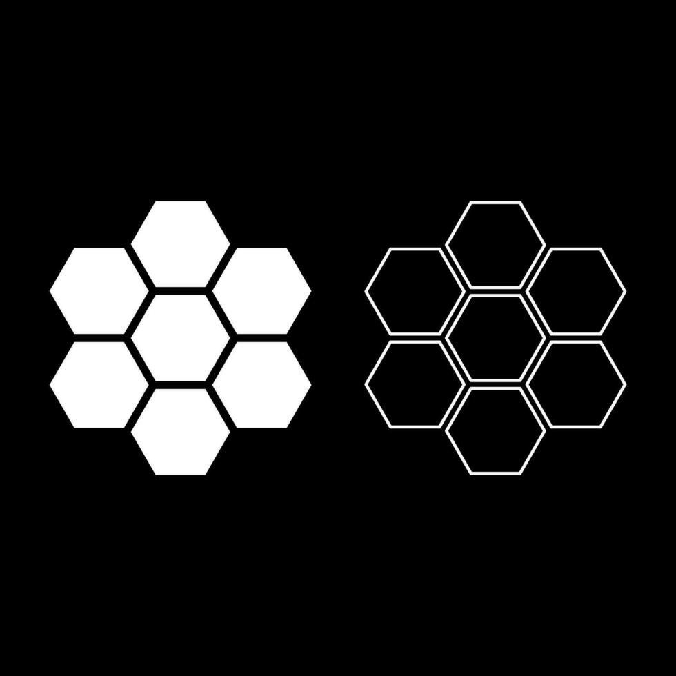 hexagonal tecnología concepto hexágono seis artículos abeja Sota geometría seis de un lado polígono conjunto icono blanco color vector ilustración imagen sólido llenar contorno contorno línea Delgado plano estilo
