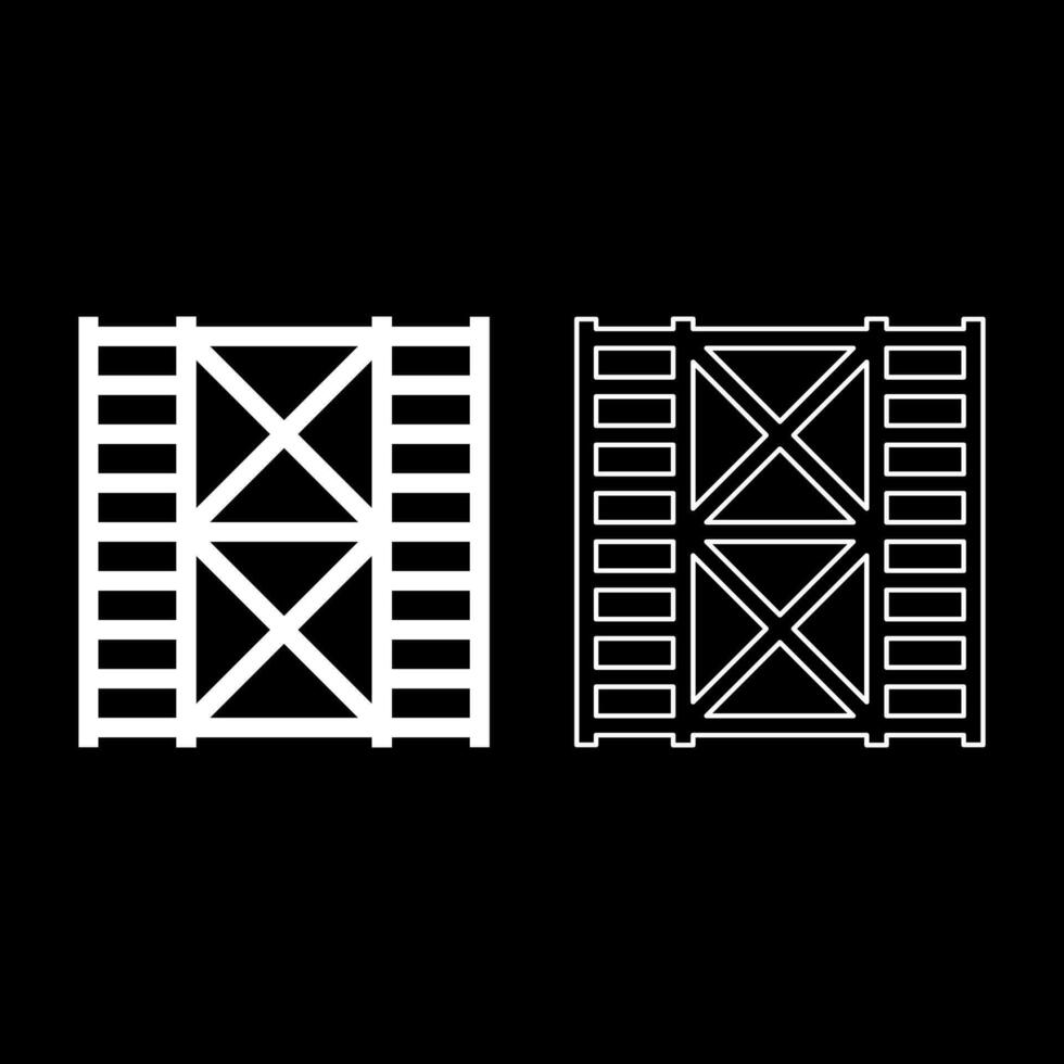 Scaffolding prefabricated construction frame floors two 2 set icon white color vector illustration image solid fill outline contour line thin flat style