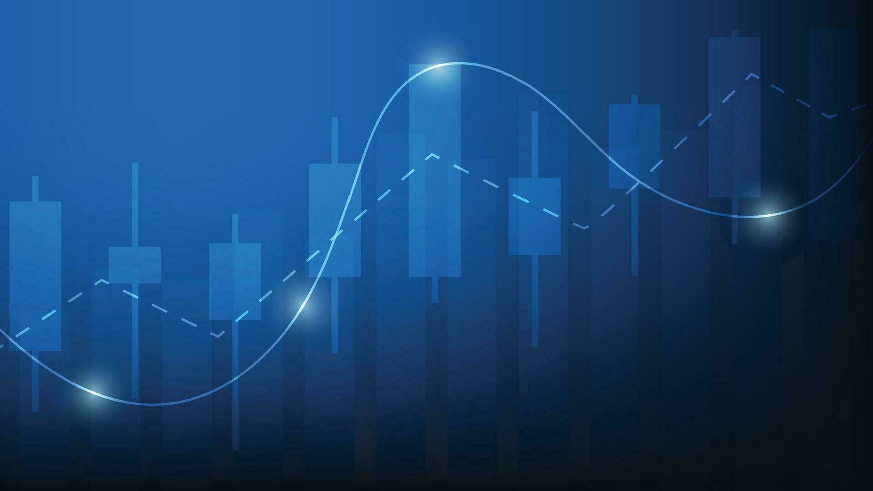 Finanzas antecedentes con valores mercado estadística tendencia con candelabros y bar gráfico vector