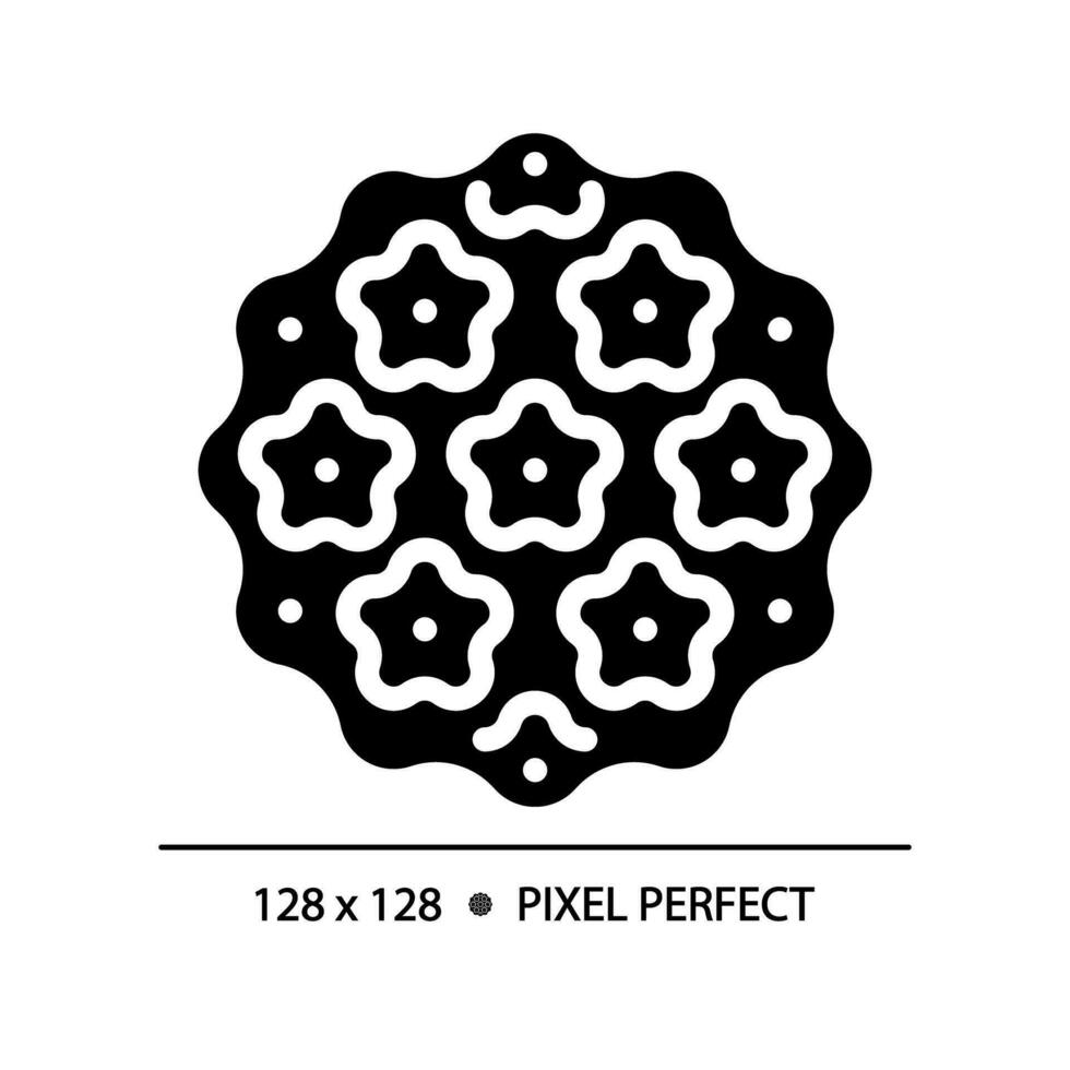 2D pixel perfect glyph style bacteria icon, isolated vector, simple silhouette illustration. vector