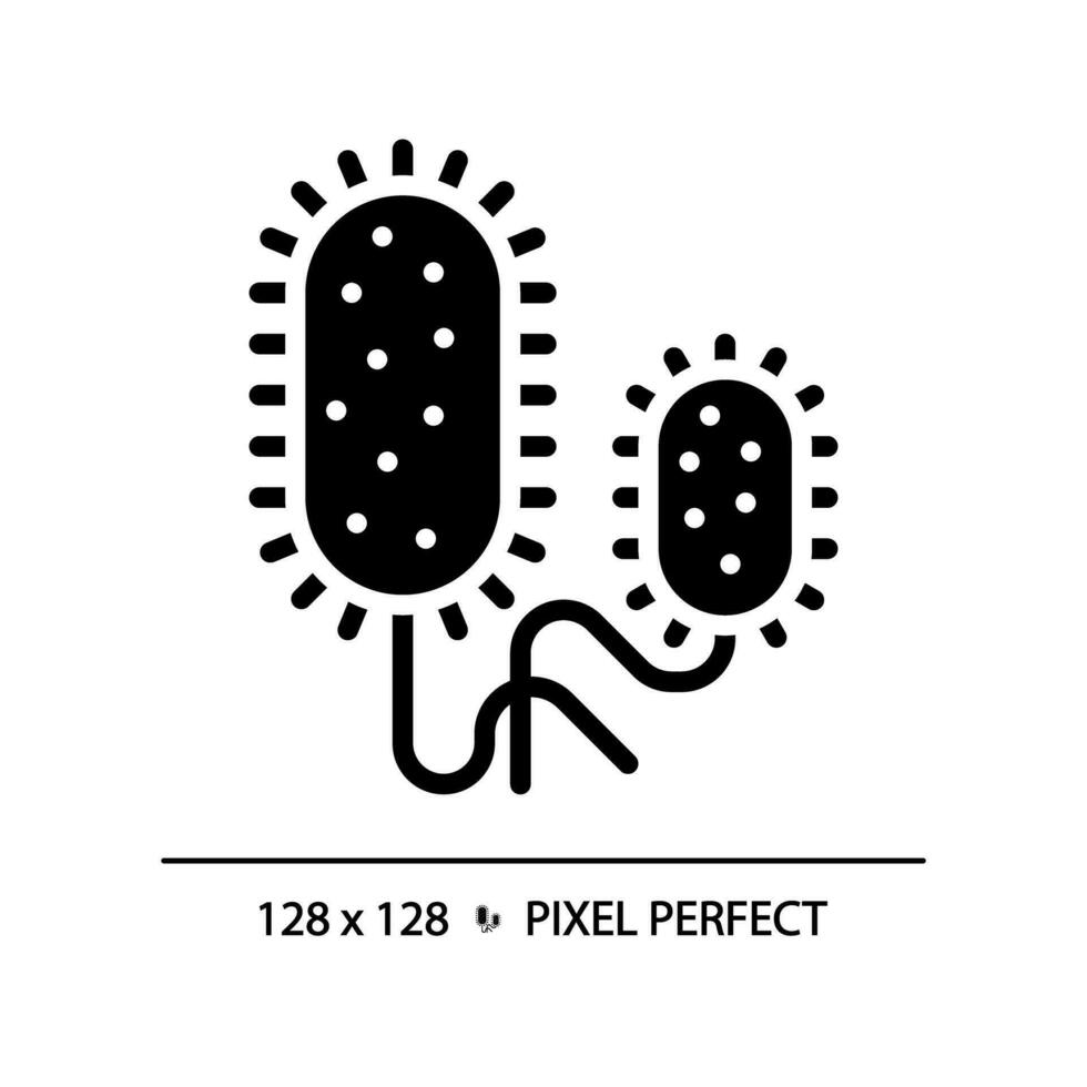 2D pixel perfect glyph style vibrio cholerae icon, isolated vector, simple silhouette illustration representing bacteria. vector