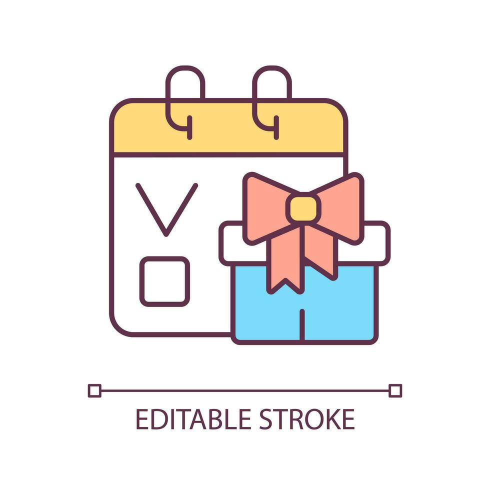 2D editable schedule icon representing online therapy, isolated vector, multicolor thin line illustration. vector