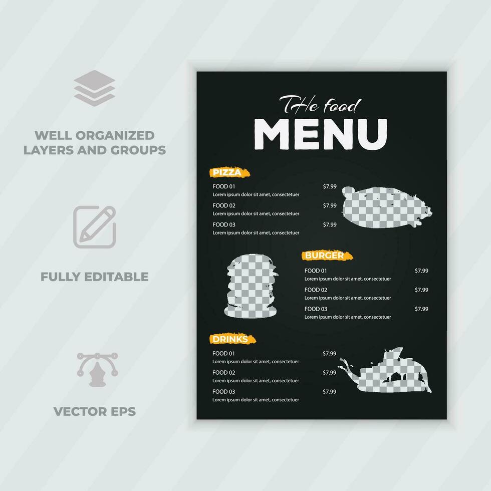 Food menu and restaurant flyer design template Free Vector  Fast Food Menu Pro Vector