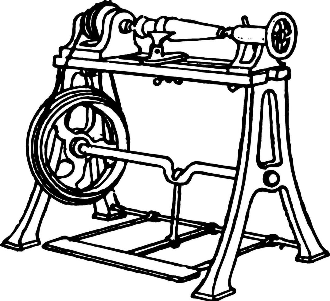 Lathe for Wood turning, vintage illustration. vector