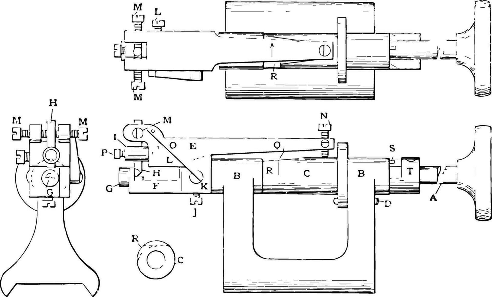 Turning Small Taper Pins, vintage illustration. vector