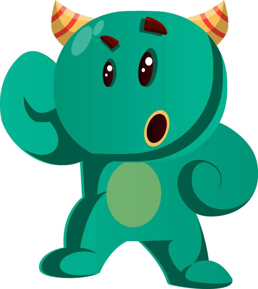 Green monster looking confusedvector illustrationGreen monster looking confusedvector illustration vector