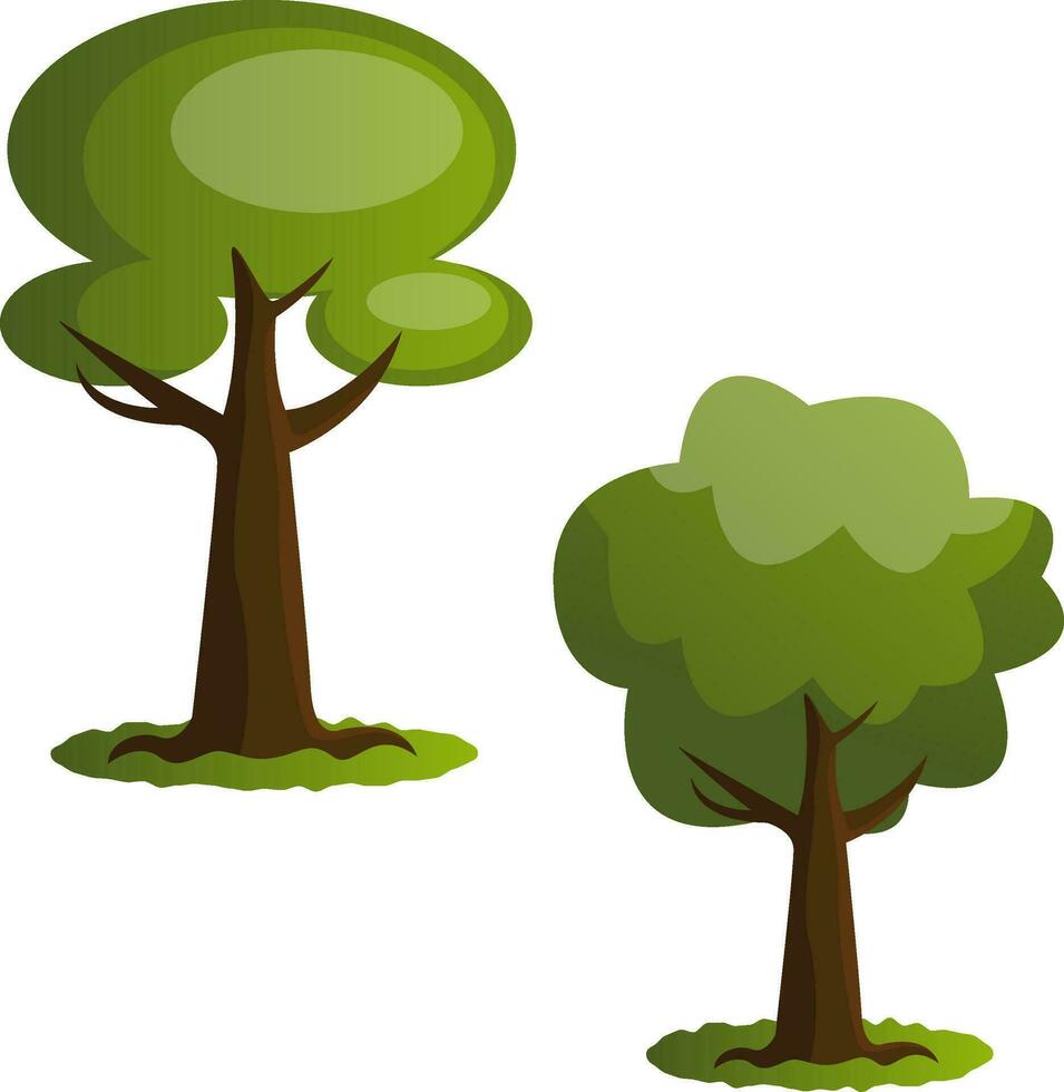 Couple of green trees vector illustration on white background