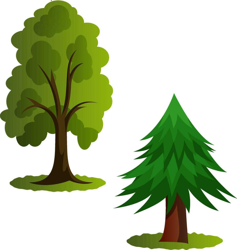 Couple of green trees vector illustration on white background