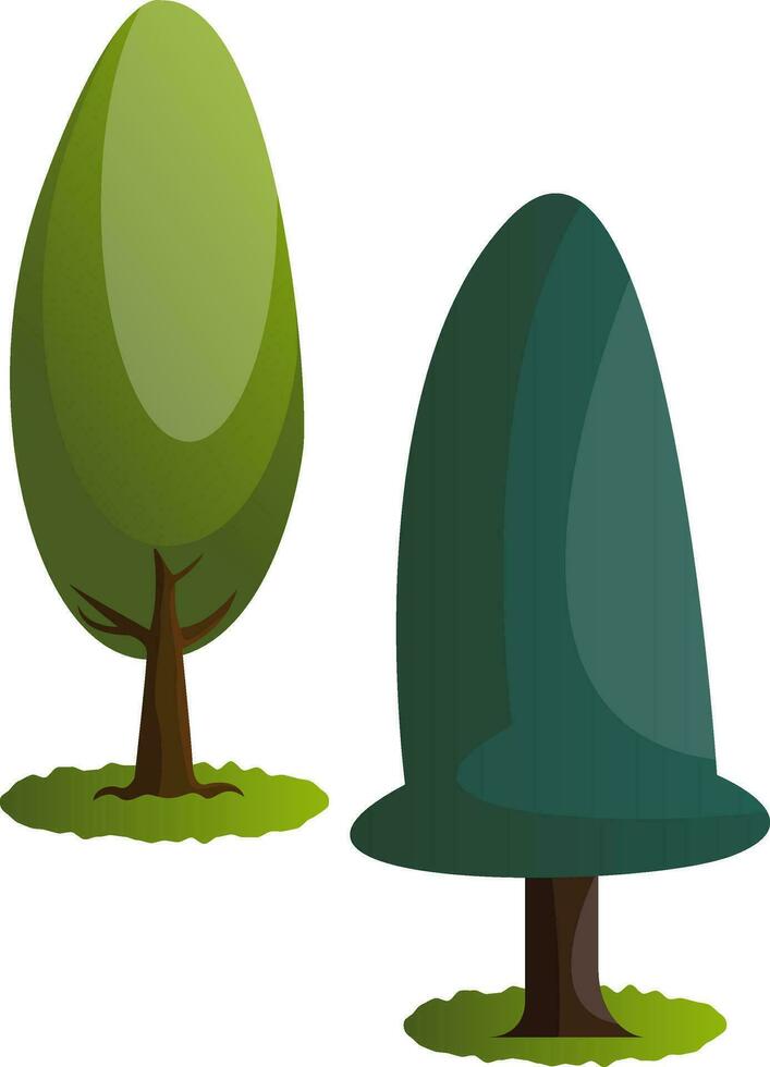 Couple of green trees vector illustration on white background