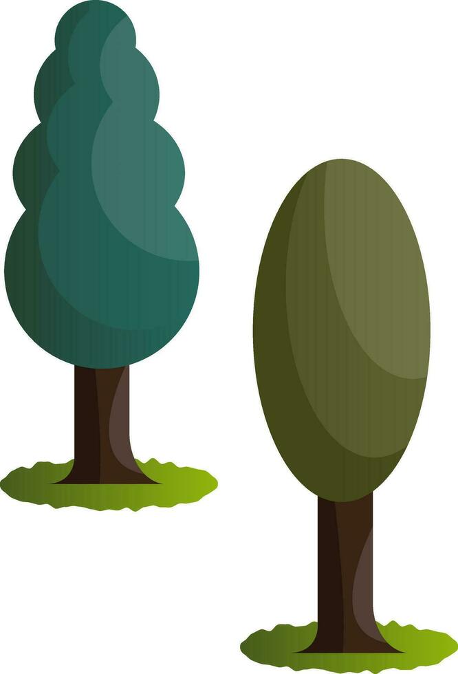 Couple of green trees vector illustration on white background