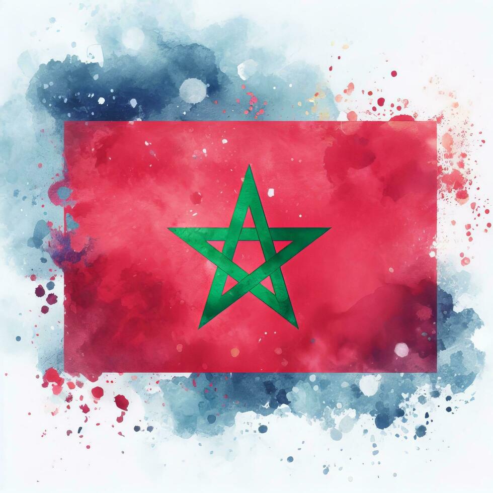 AI generated The flag of Morocco with a background of fireworks celebrating Independence Day photo