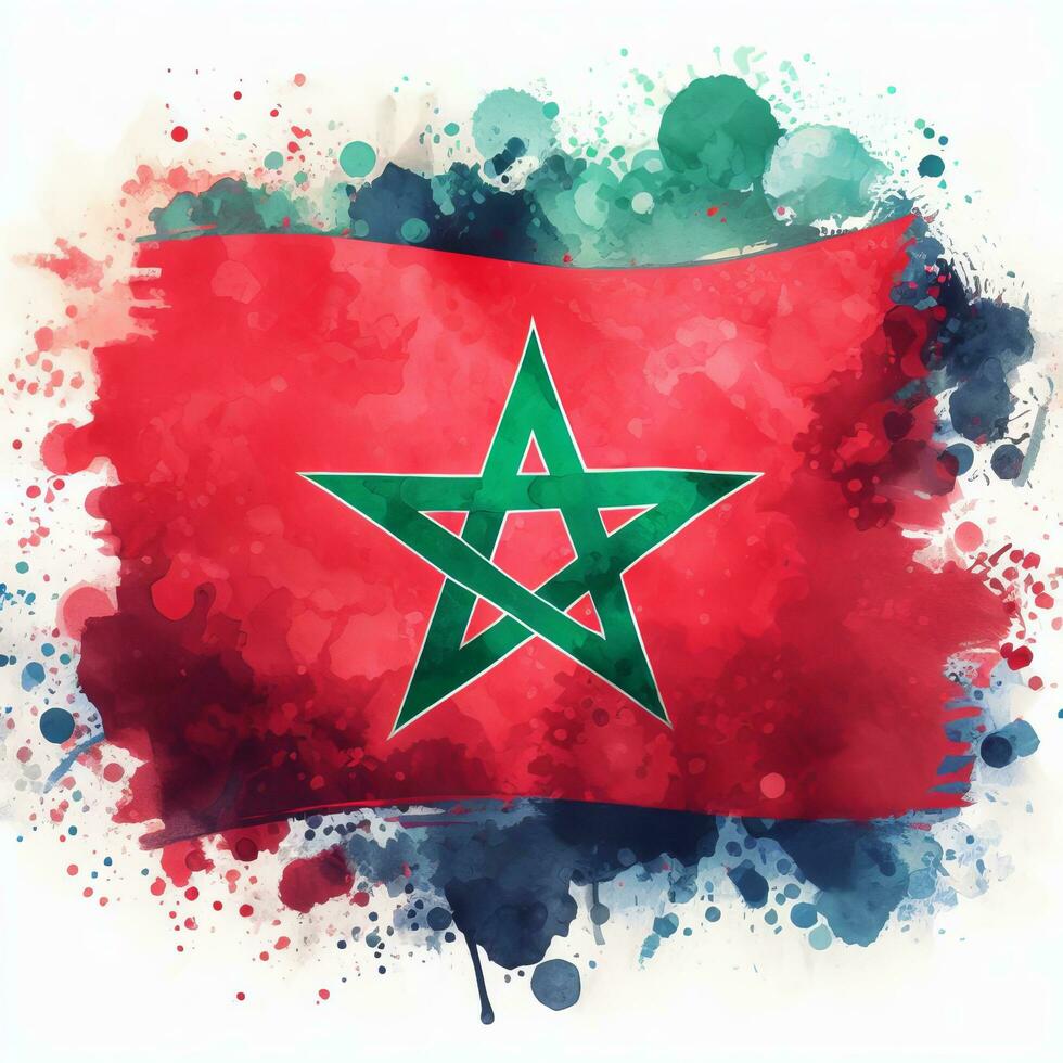 AI generated The flag of Morocco with a background of fireworks celebrating Independence Day photo