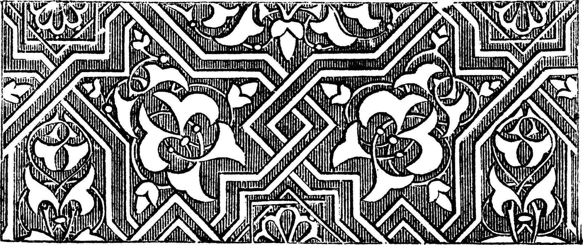Islamic art or Arabesque pattern artwork. Vintage engraving. vector