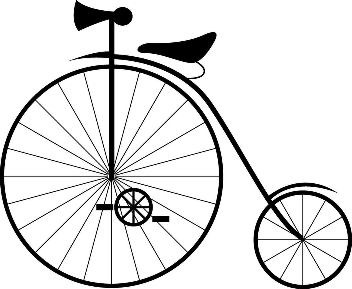 Old bicycle iconClipart of an old bike isolated on white background viewed from the side, vector or color illustration