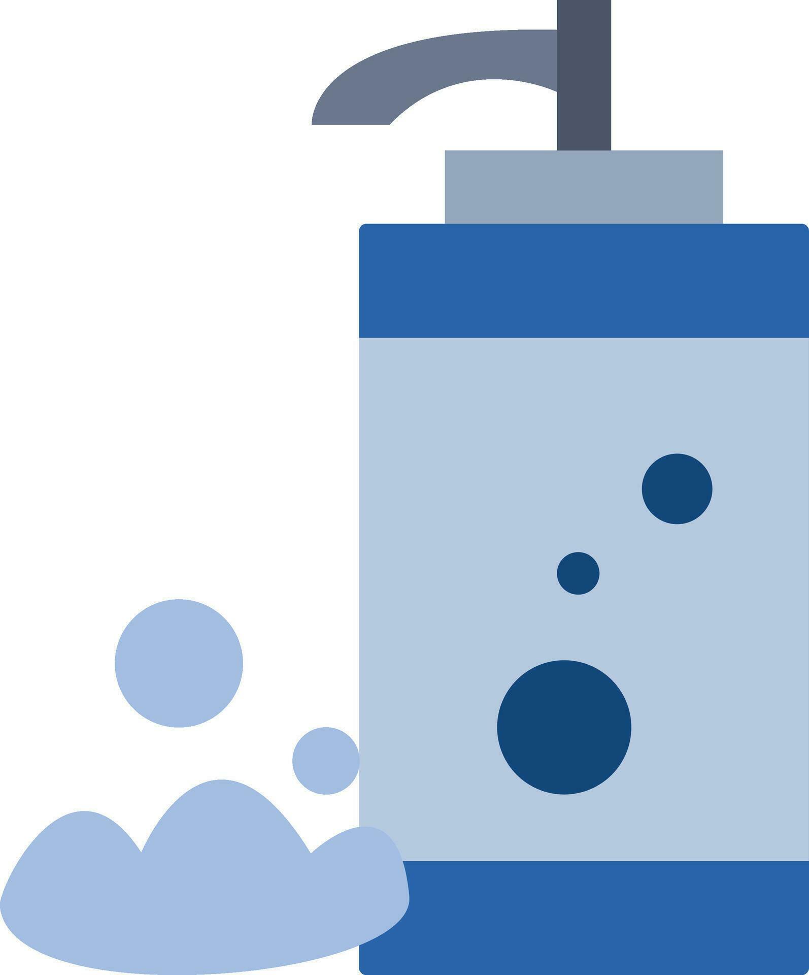 A bluecolored dispenser pump bottle vector or color illustration