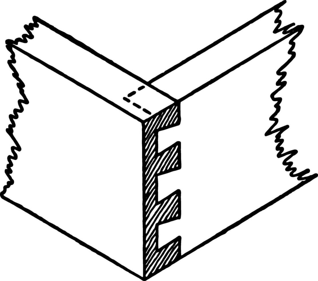 Lap Dovetail Joint, vintage illustration. vector