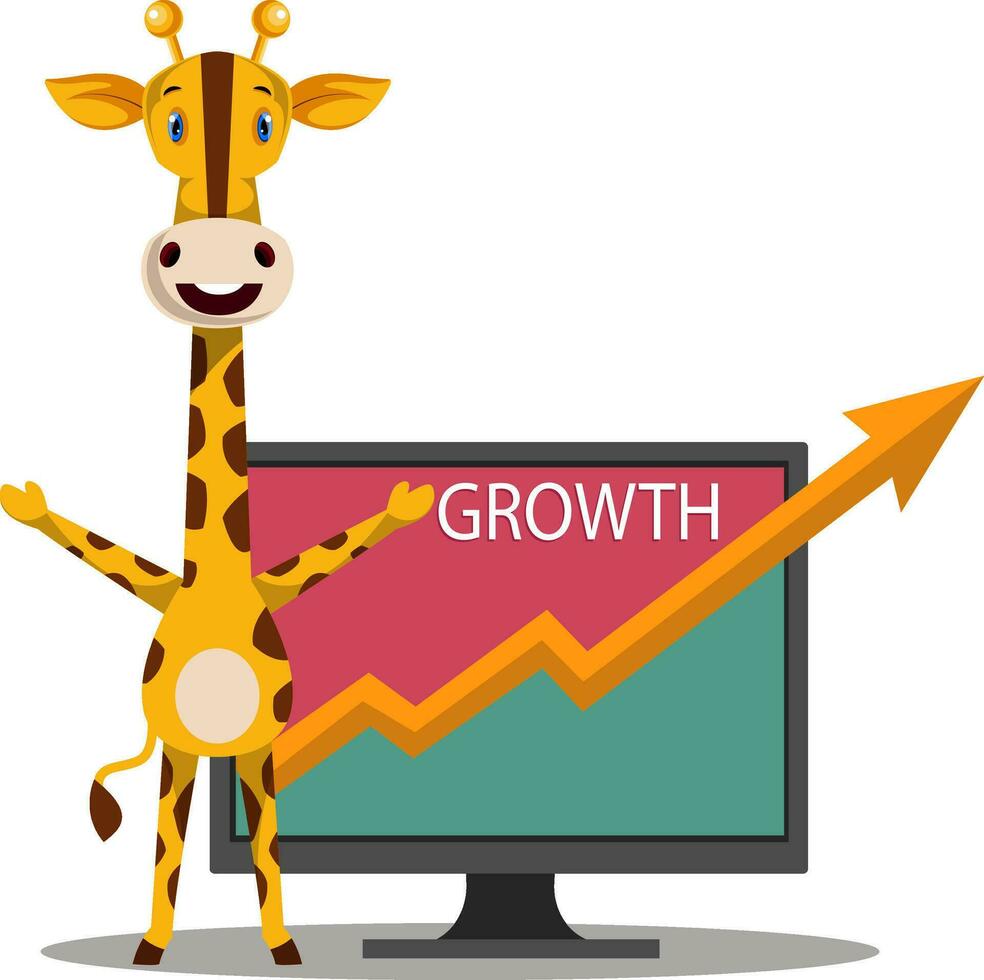 Giraffe growth job, illustration, vector on white background.