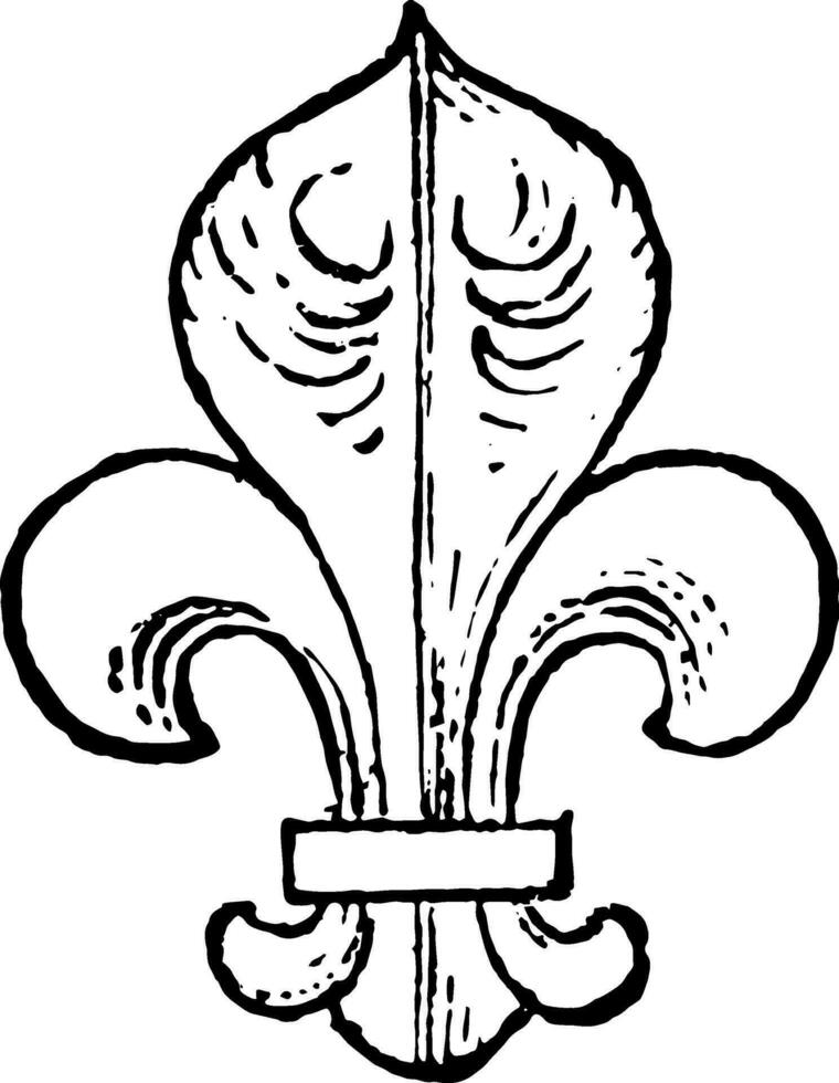 Fleur-de-Lis are used as a charge in heraldry, vintage engraving. vector