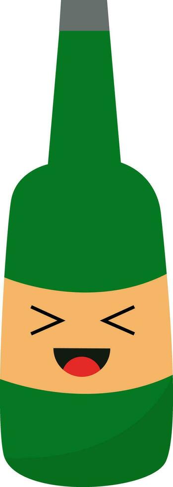 Emoji of a smiling green champagne bottleClipart of a broad green-colored bottle vector or color illustration