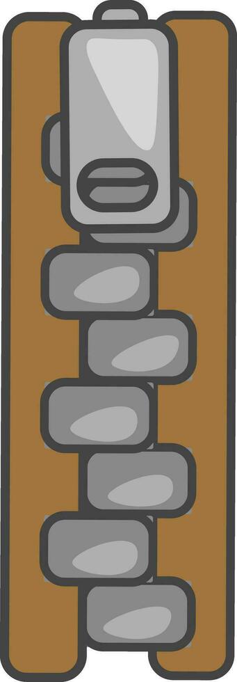 Brown-colored cartoon zipper vector or color illustration