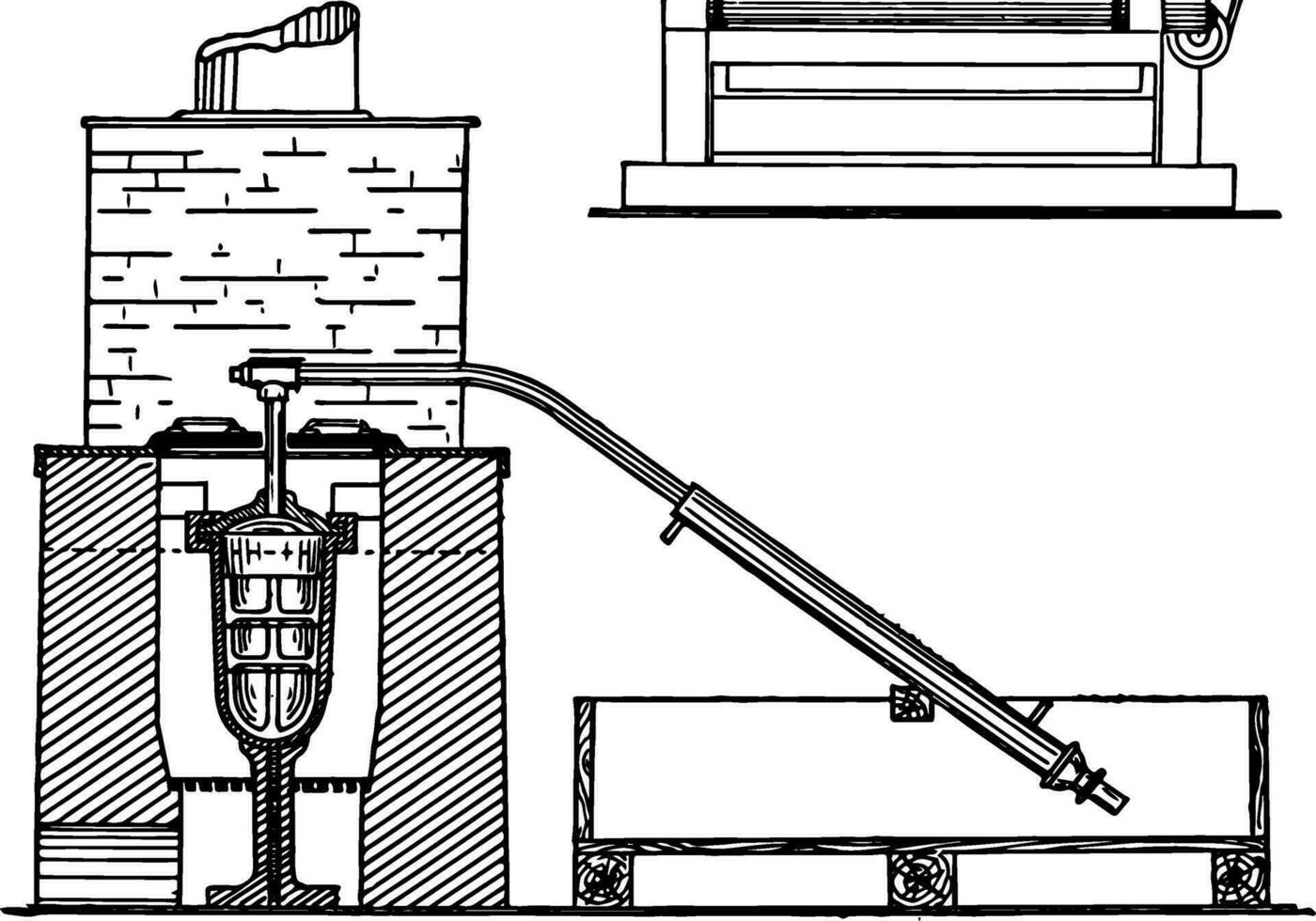 Retort Furnace for Gold Bullion, vintage illustration vector