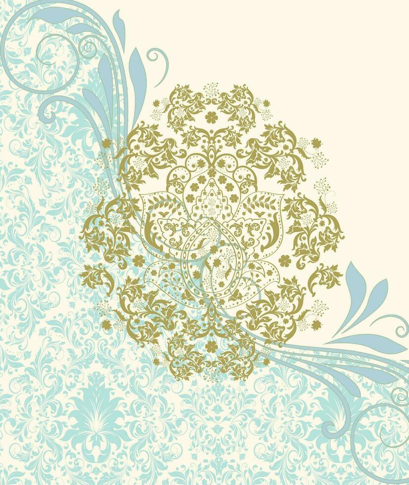 Vintage invitation card with ornate elegant retro abstract floral design vector