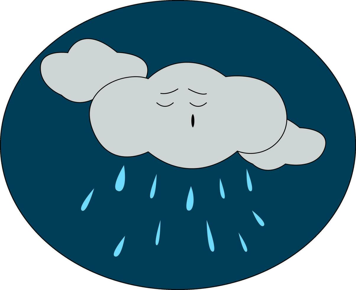 Cartoon of a rainy night over dark blue background vector or color illustration
