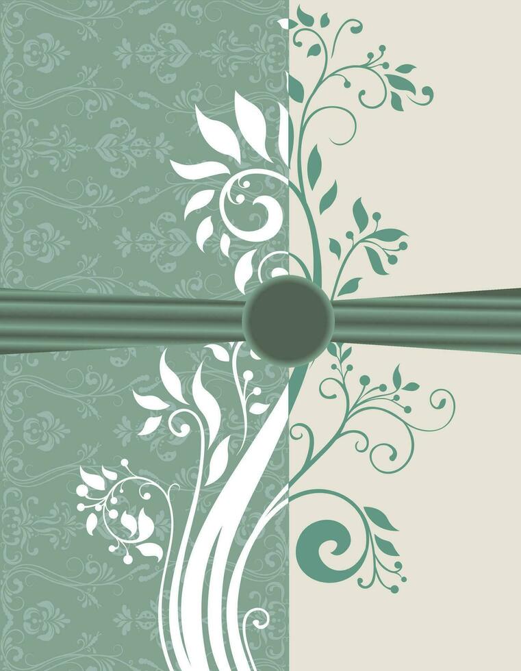 Vintage invitation card with ornate elegant retro abstract floral design vector