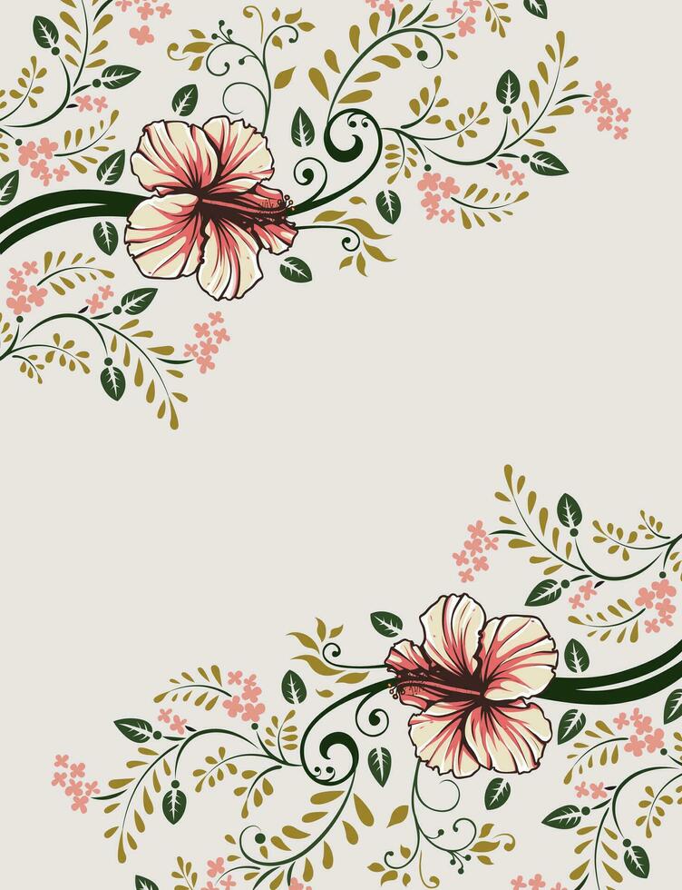Vintage invitation card with ornate elegant retro abstract floral design vector
