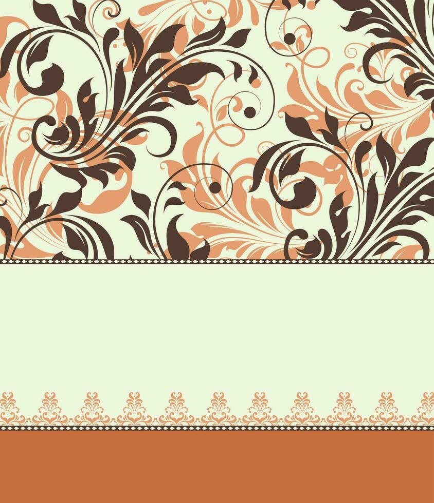 Vintage invitation card with ornate elegant retro abstract floral design vector