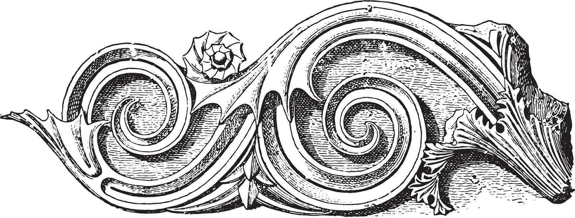 Ornament choragic monument of lysicrates, in Athens, vintage engraving. vector