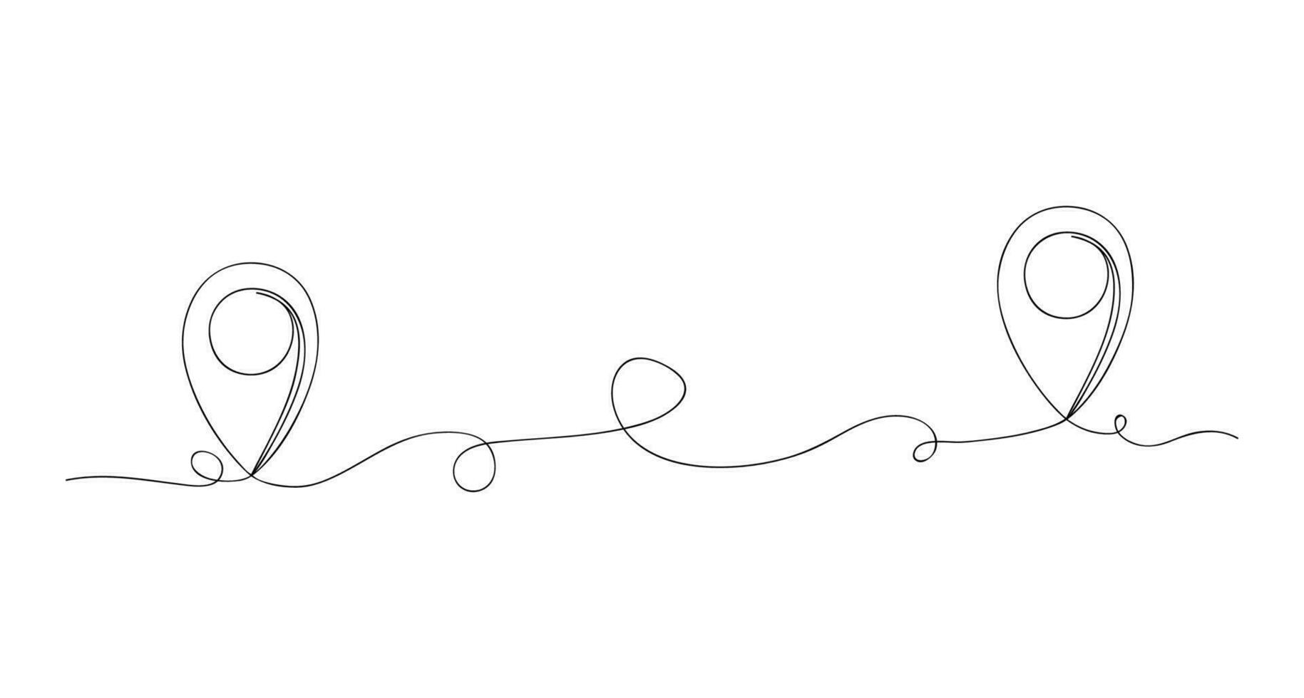 Continuous one line art map pin isolated vector illustration.