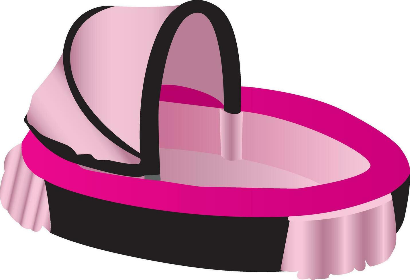 Pink and black illustration of a baby crib vector