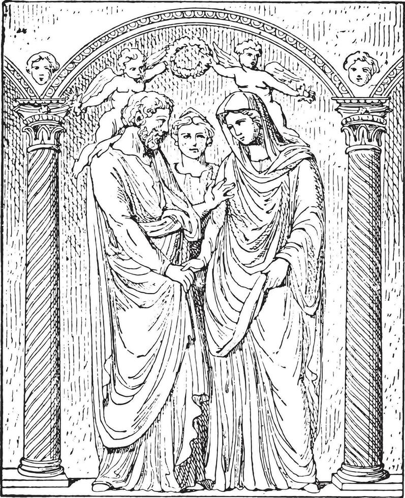 Roman marriage, vintage engraving. vector