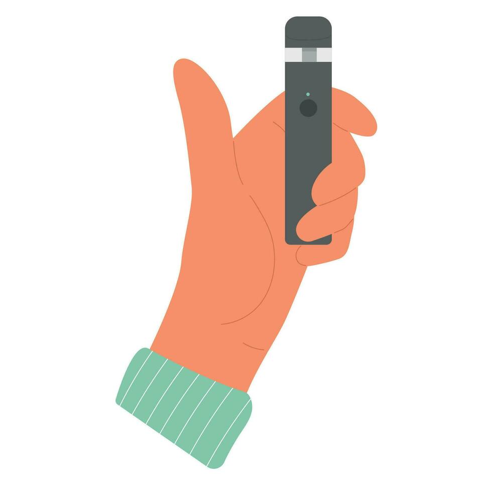 Man's hand holding vape. Vape, electronic cigarettes concept. Vector illustration